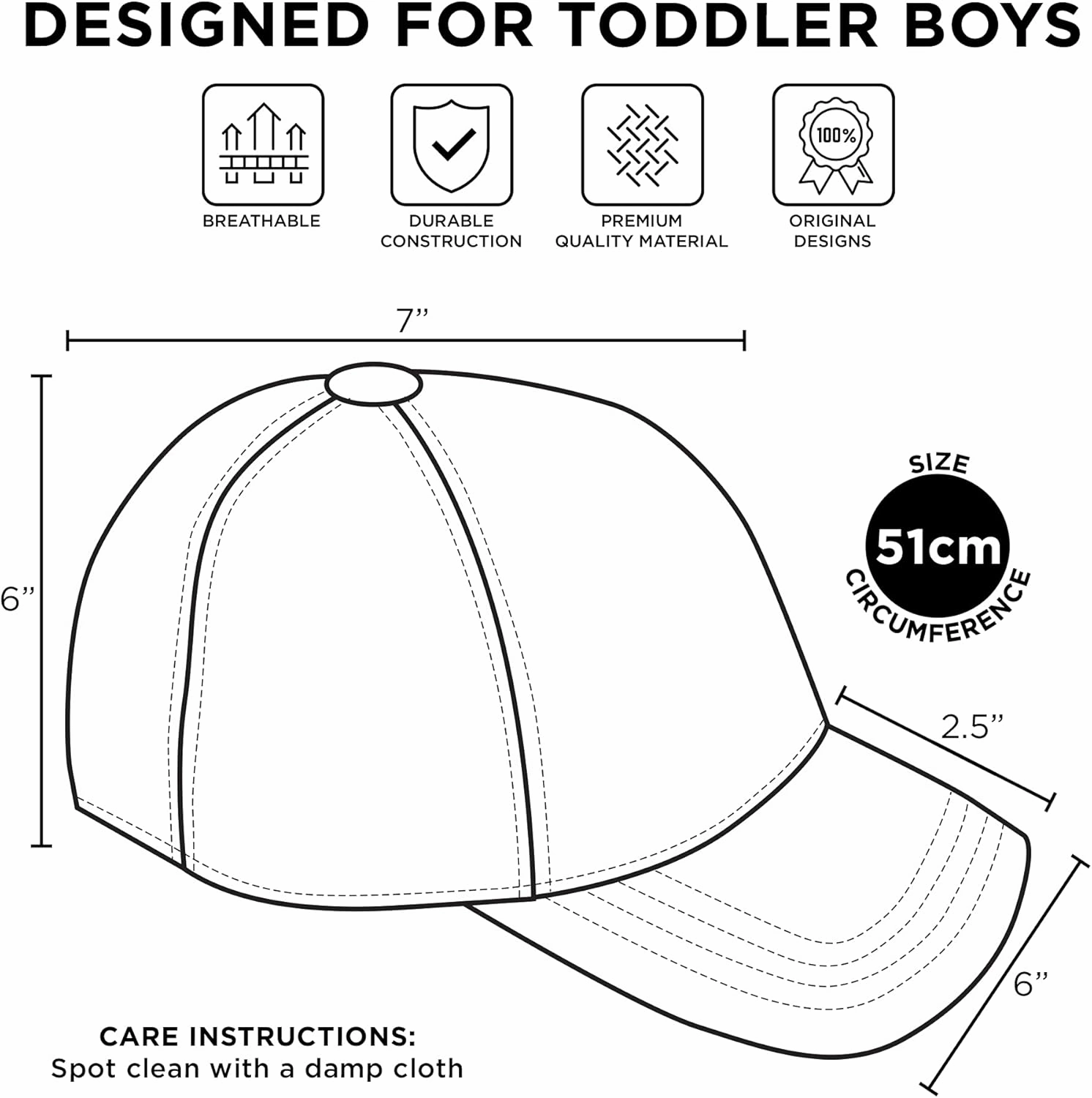 Disney Boys' Baseball Hat, Lightning McQueen Adjustable Cap for Toddler 2-4 Or Kids Ages 4-7