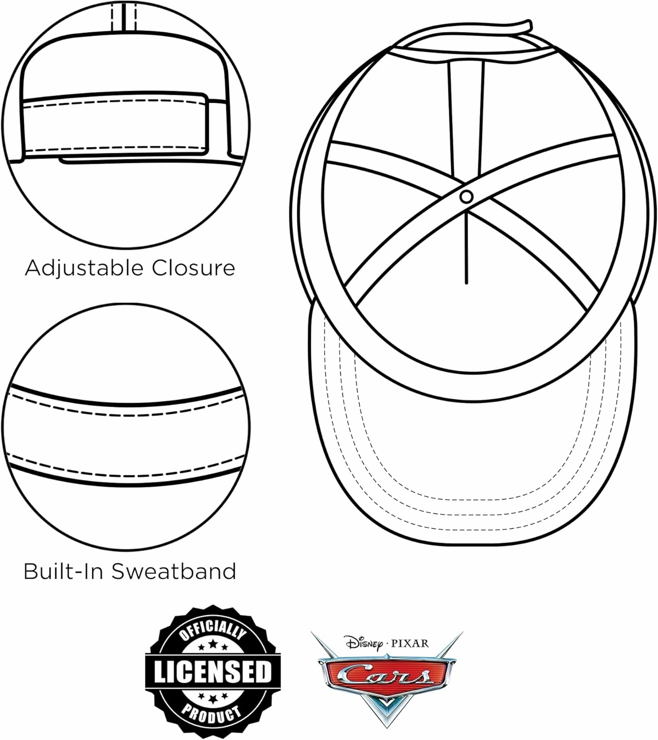 Disney Boys' Baseball Hat, Lightning McQueen Adjustable Cap for Toddler 2-4 Or Kids Ages 4-7