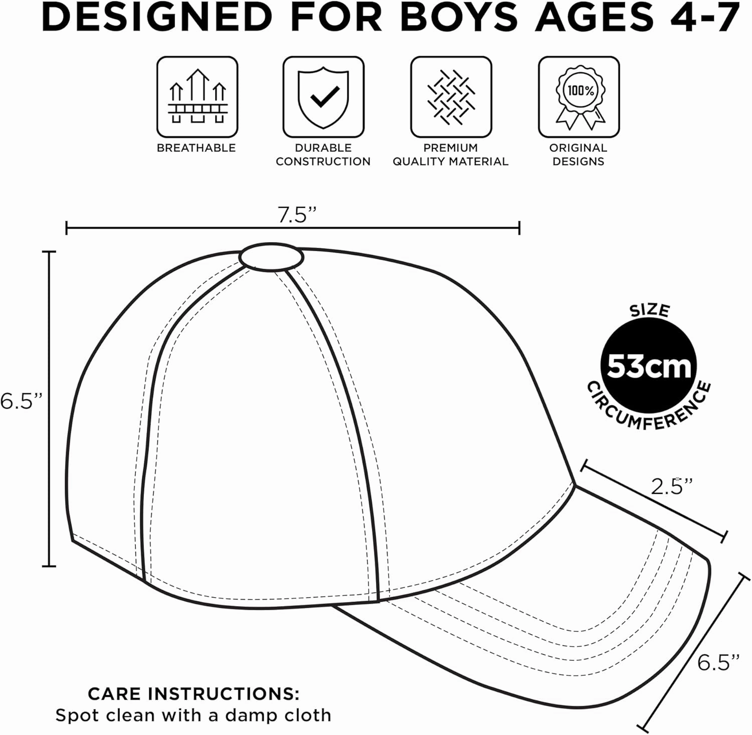 Disney Boys' Baseball Hat, Lightning McQueen Adjustable Cap for Toddler 2-4 Or Kids Ages 4-7