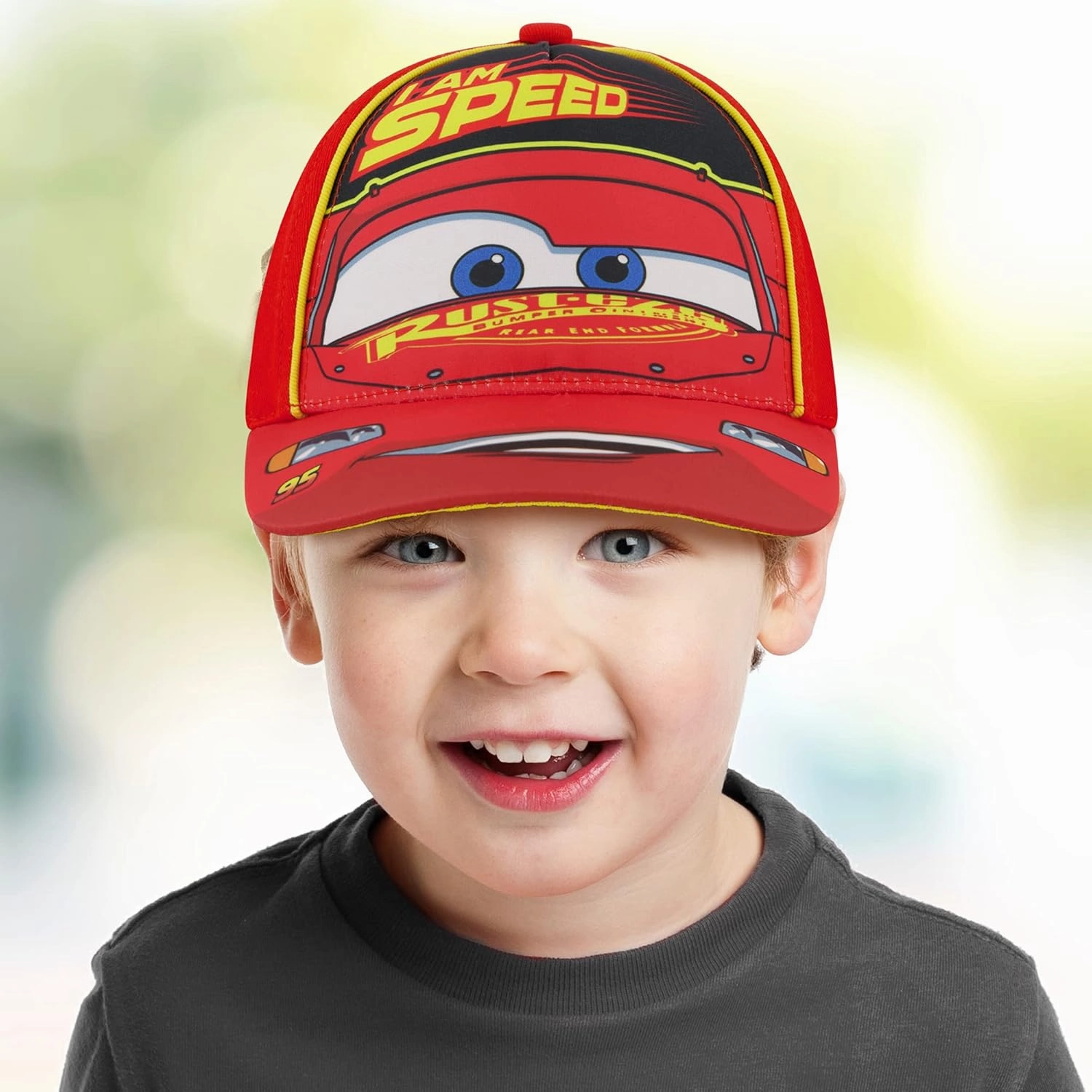 Disney Boys' Baseball Hat, Lightning McQueen Adjustable Cap for Toddler 2-4 Or Kids Ages 4-7