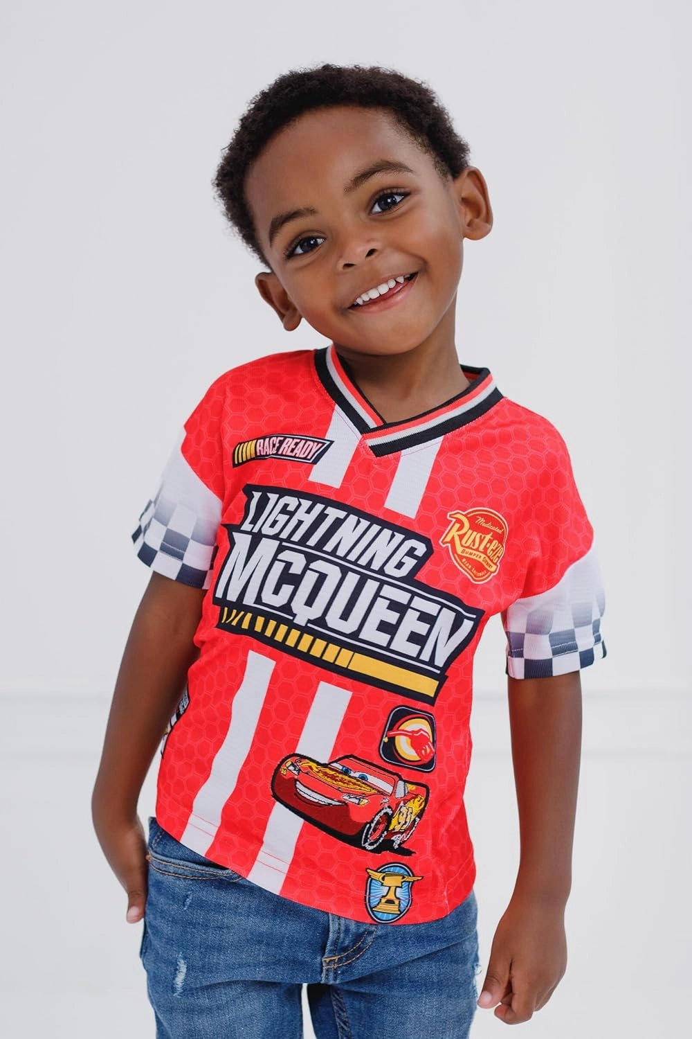Disney Cars Lightning McQueen Mesh Soccer Jersey T-Shirt Toddler to Big Kid Sizes (2T - 10-12)