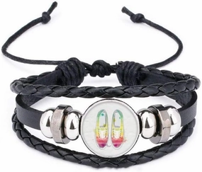 DIYthinker Colorful Hand Painted Canvas Shoes Pattern Bracelet Braided Leather Woven Rope Wristband