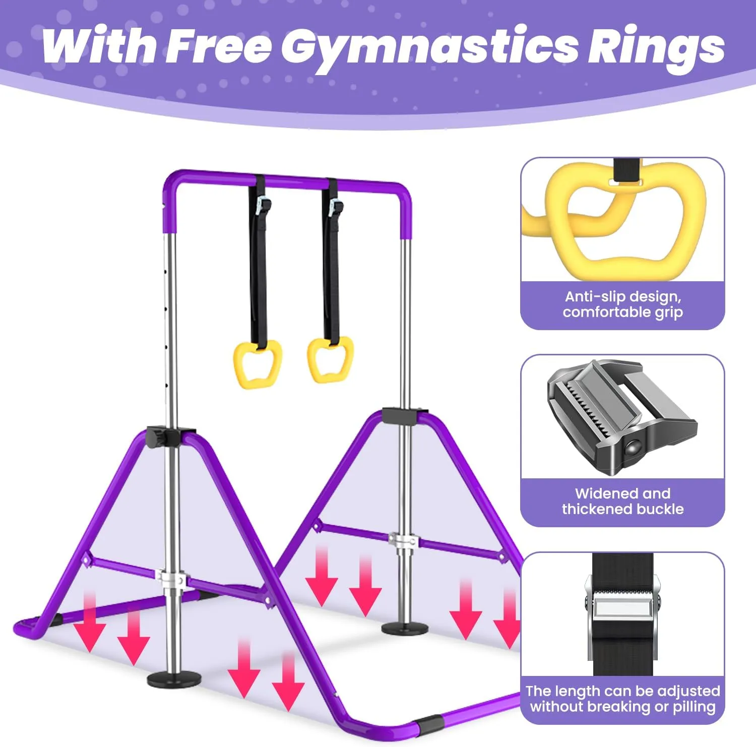 DOBESTS Kids Gymnastics Bar Folding Horizontal Bar, Adjustable Height Gymnastic Horizontal Bars, GymnasticTraining Equipment for Home