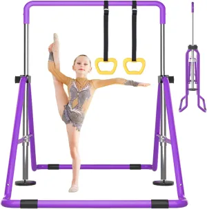 DOBESTS Kids Gymnastics Bar Folding Horizontal Bar, Adjustable Height Gymnastic Horizontal Bars, GymnasticTraining Equipment for Home