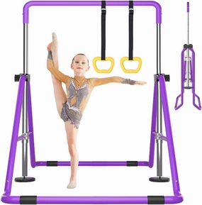 DOBESTS Kids Gymnastics Bar Folding Horizontal Bar, Adjustable Height Gymnastic Horizontal Bars, GymnasticTraining Equipment for Home