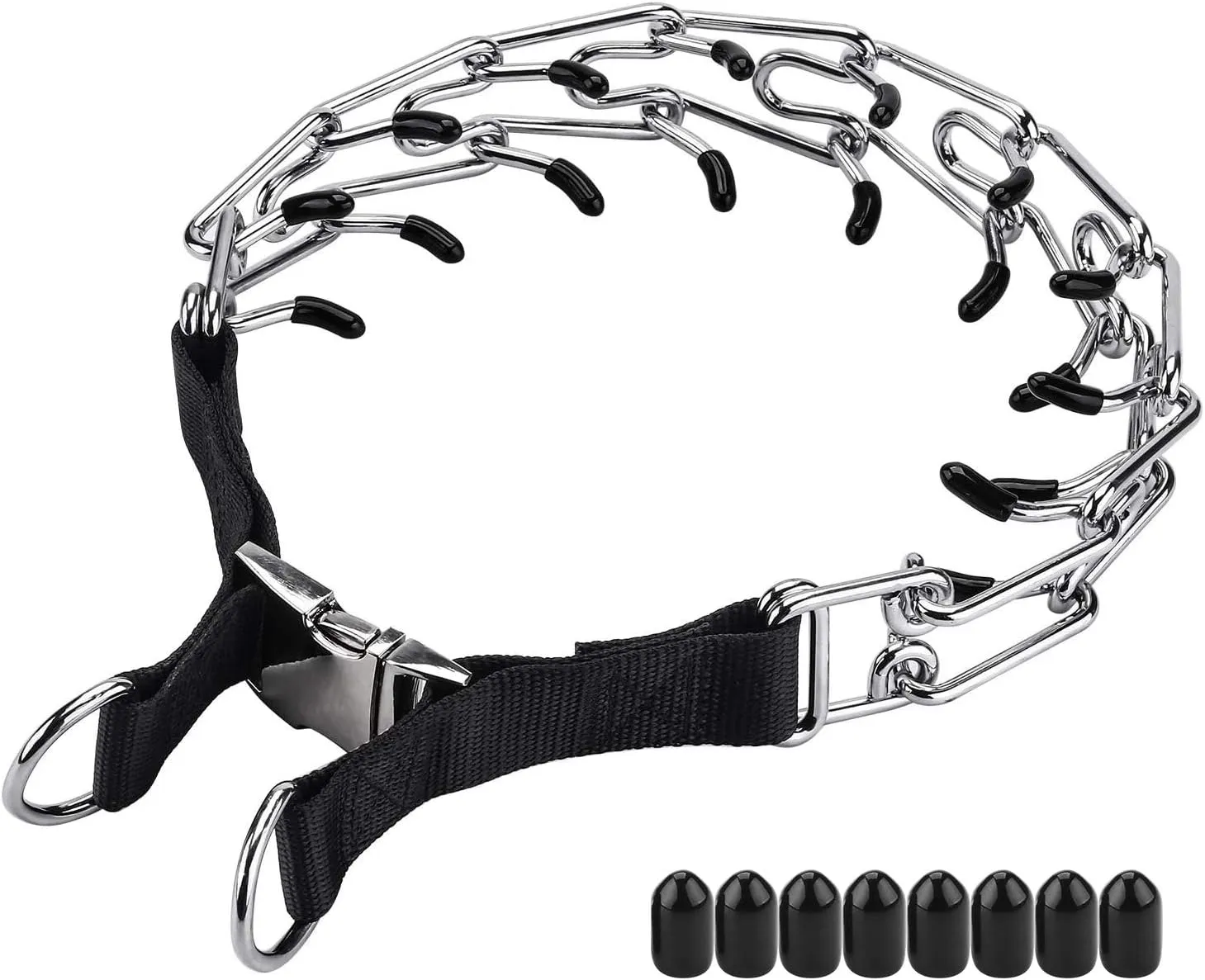Dog Training Collar, Dog Prong Collar,High Strength Quick Release Metal Buckle,Comfort Rubber Tips,for Medium Dogs(3.0mm, 19.6-Inch, Black)