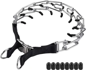 Dog Training Collar, Dog Prong Collar,High Strength Quick Release Metal Buckle,Comfort Rubber Tips,for Medium Dogs(3.0mm, 19.6-Inch, Black)