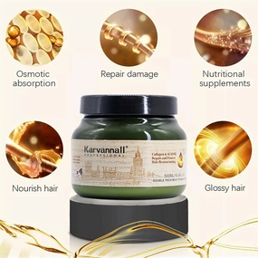 Double Treatment Hair Mask, Collagen & Acai Oil Hair Mask 16.9 fl oz, Hair Repair Treatment Cream for Dry Damage and Color-Treated Hair, Sulfate & Paraben-Free, For All Hair Types 500 ml