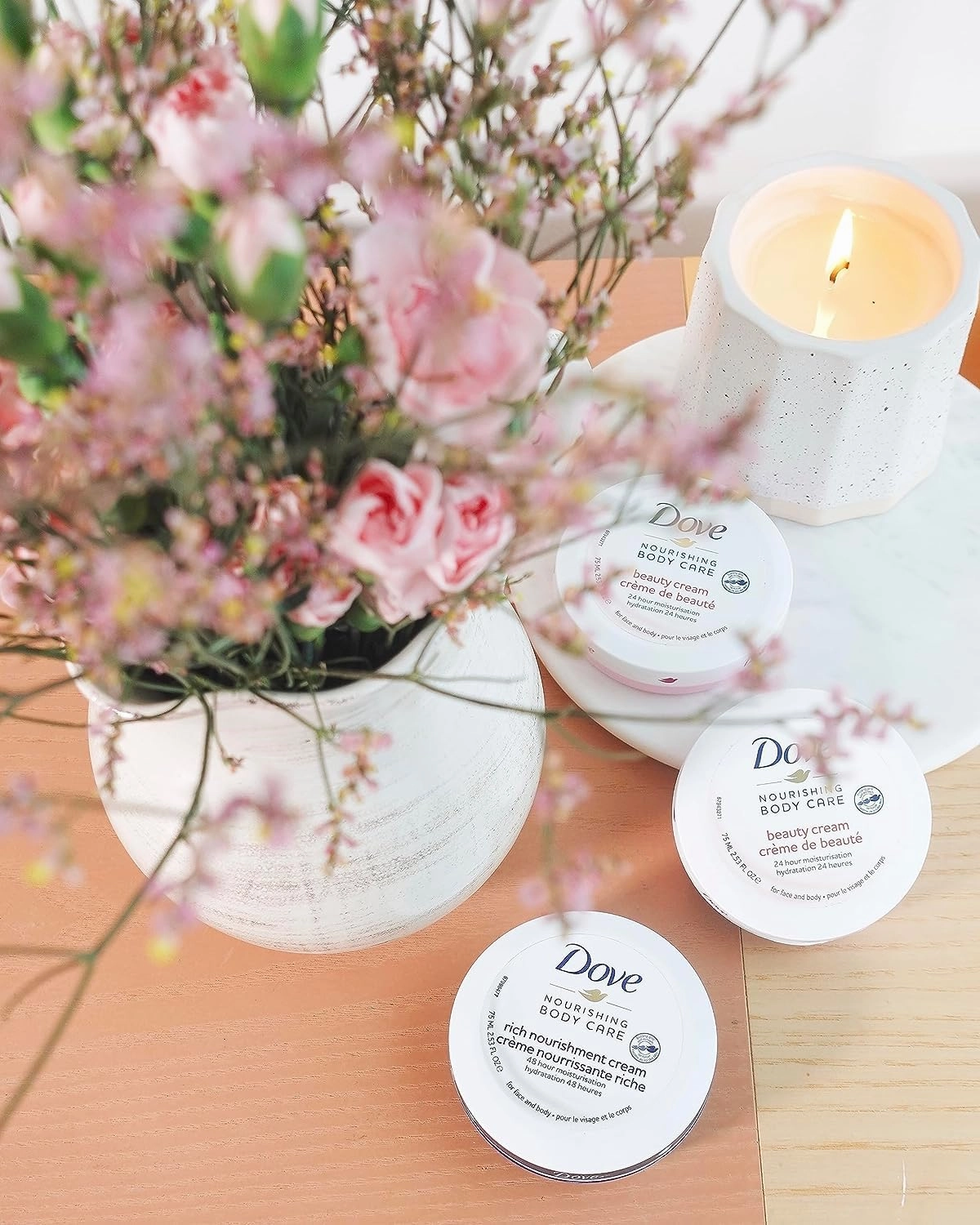 Dove Nourishing Body Care, Face, Hand, and Body Beauty Cream for Normal to Dry Skin Lotion for Women with 24-Hour Moisturization, 12-Pack, 2.53 Oz Each Jar