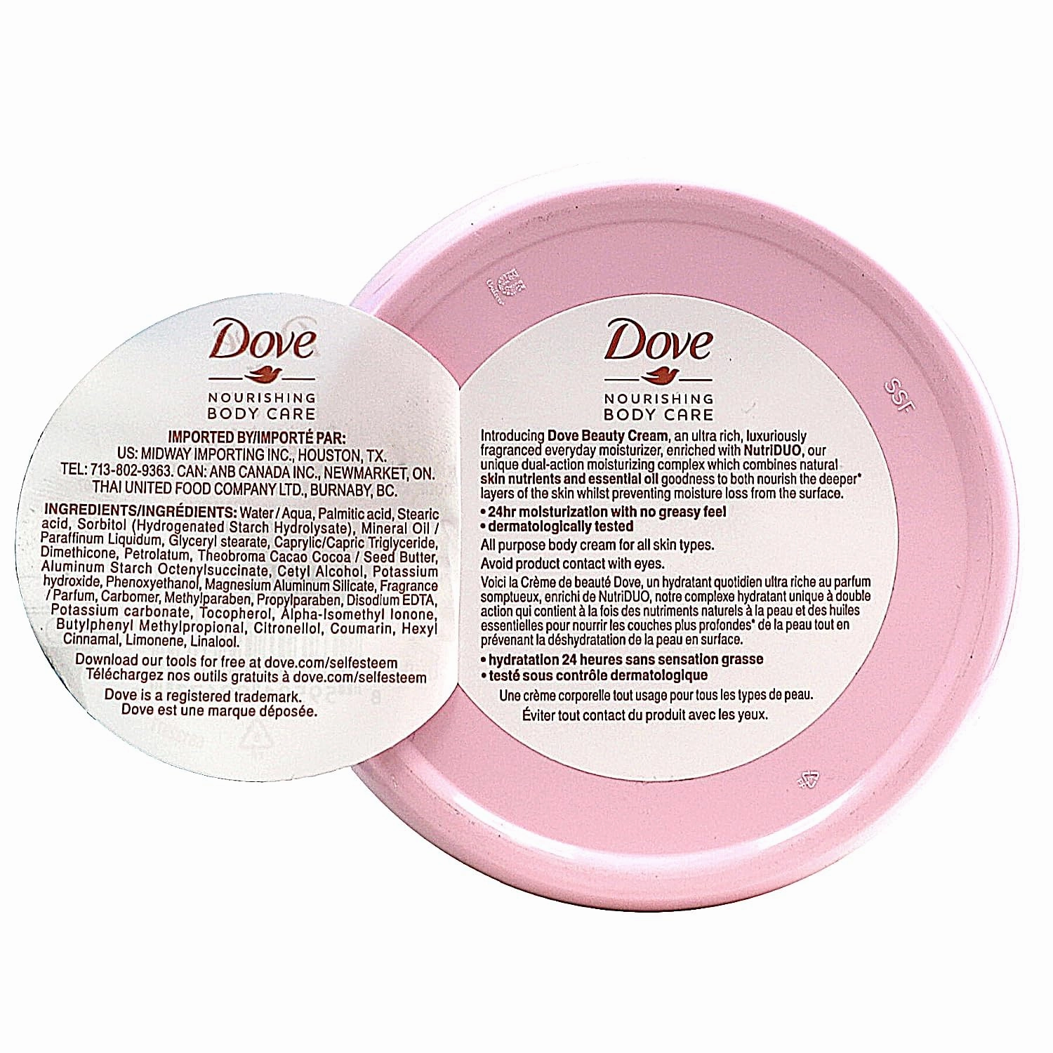 Dove Nourishing Body Care, Face, Hand, and Body Beauty Cream for Normal to Dry Skin Lotion for Women with 24-Hour Moisturization, 12-Pack, 2.53 Oz Each Jar