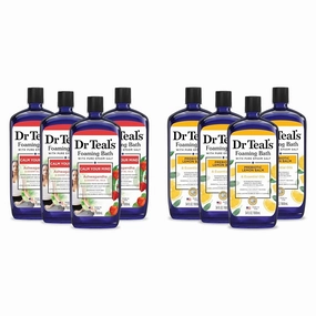 Dr Teal's Foaming Bath Bundle with Pure Epsom Salt, Ashwagandha, 34 fl oz (Pack of 4) and Prebiotic Lemon Balm, 34 fl oz (Pack of 4)
