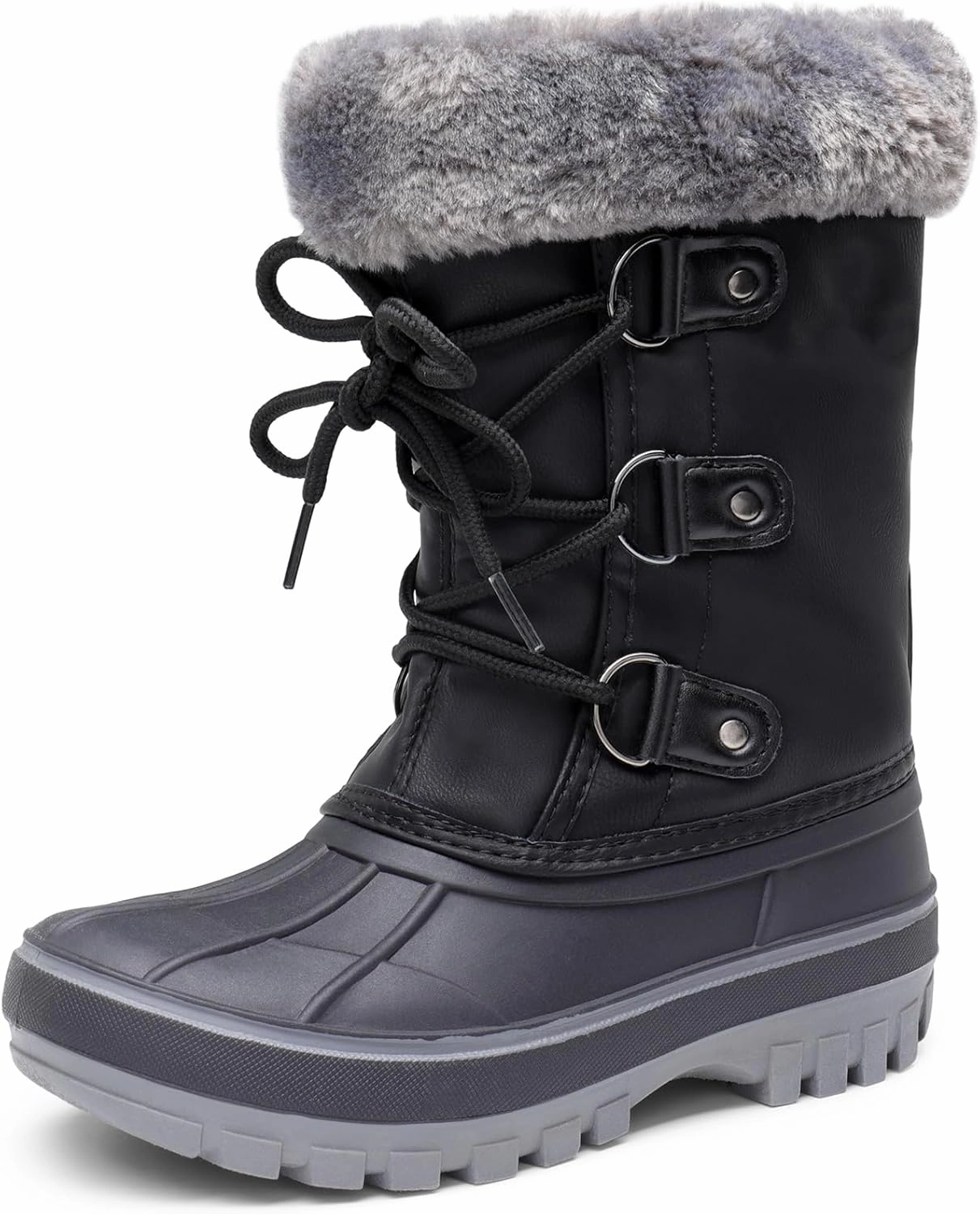 DREAM PAIRS Boys & Girls Faux Fur-Lined Ankle Winter Snow Boots