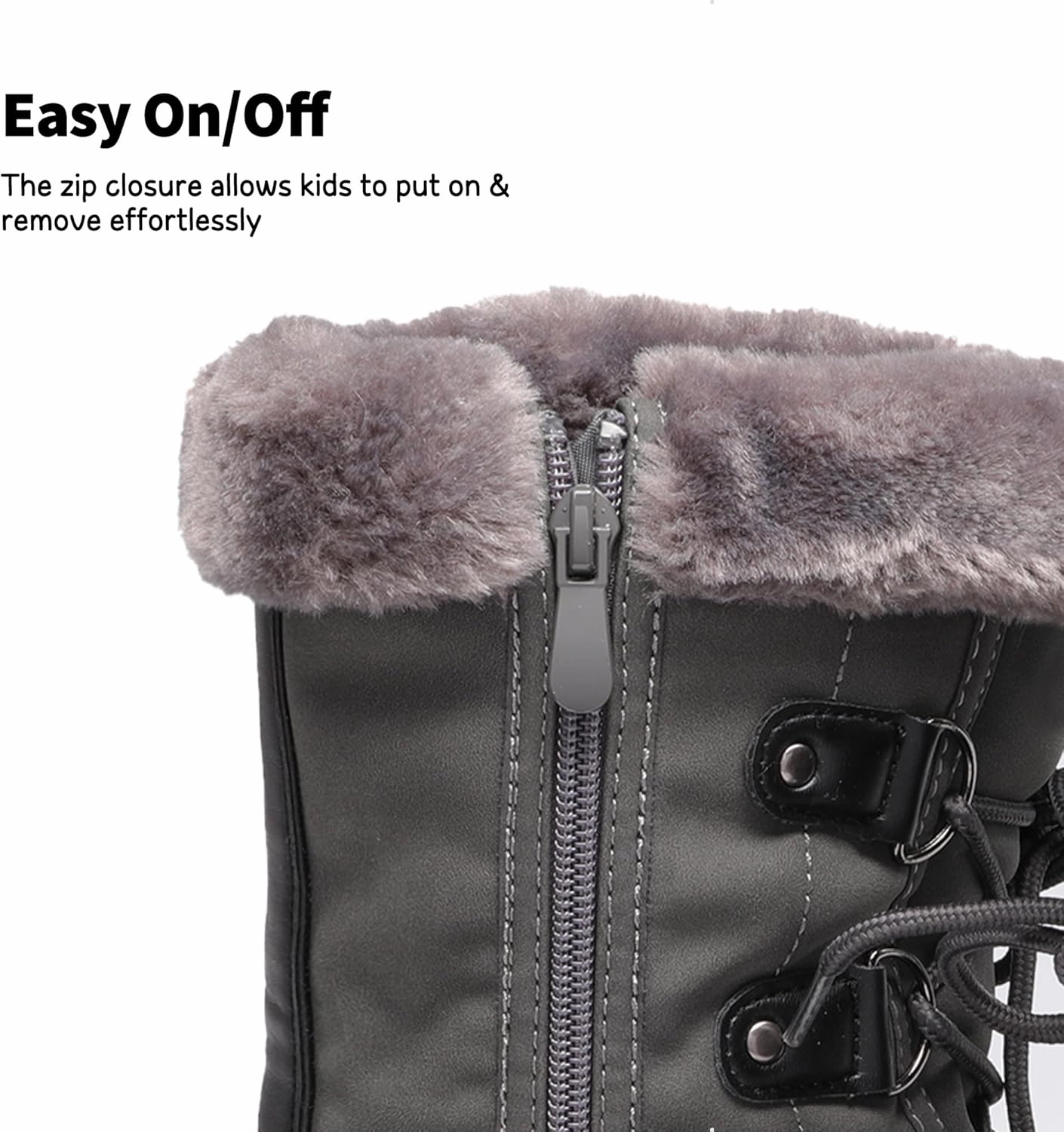 DREAM PAIRS Boys & Girls Faux Fur-Lined Ankle Winter Snow Boots