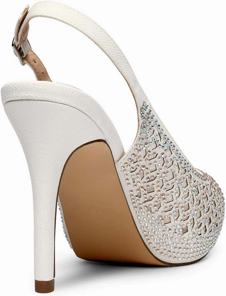DREAM PAIRS Women's High Heels Platform Dress Rhinestones Peep Toe Pumps Shoes
