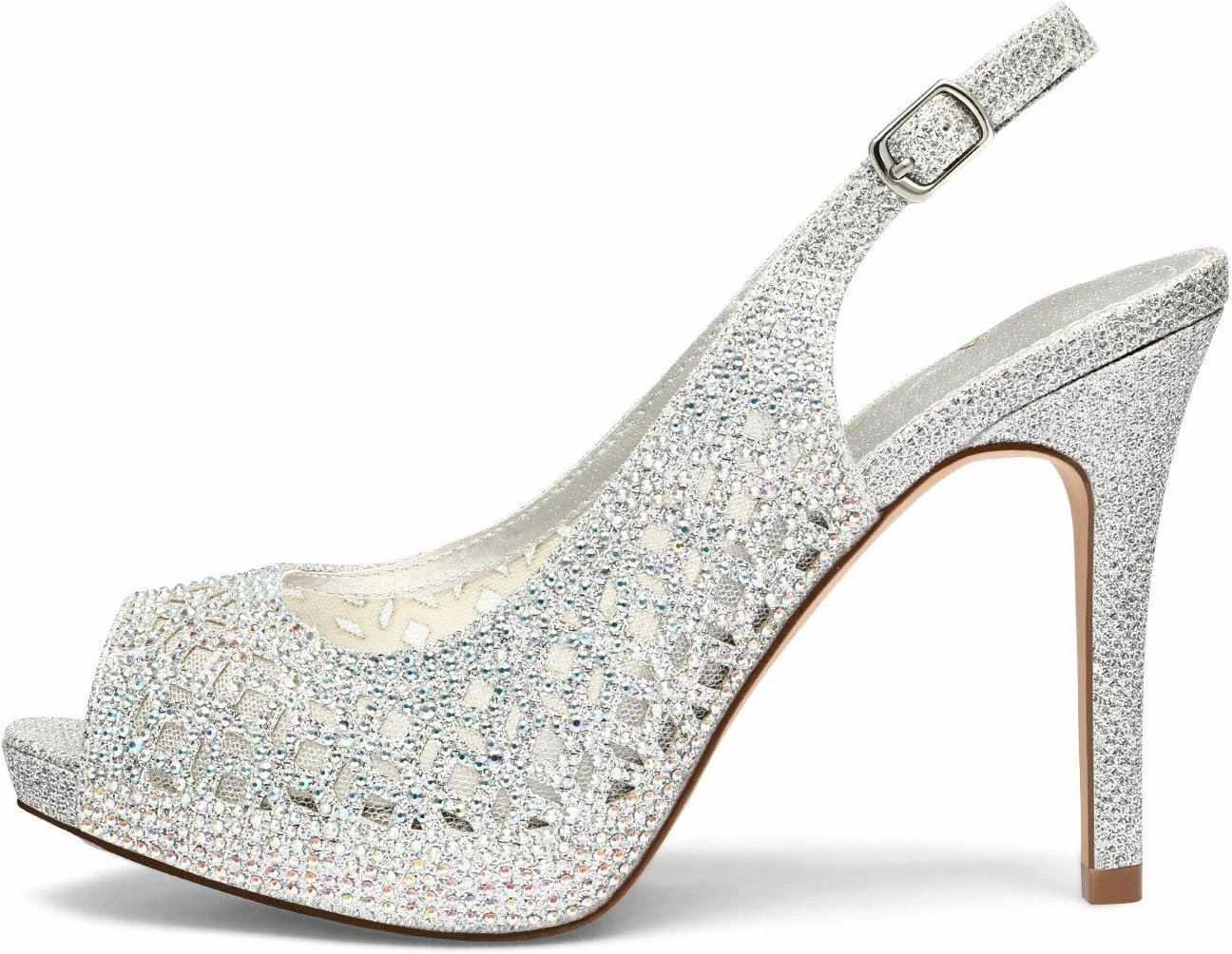 DREAM PAIRS Women's High Heels Platform Dress Rhinestones Peep Toe Pumps Shoes