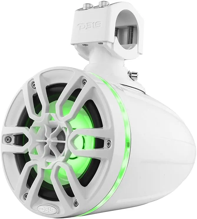 DS18 NXL-X6TP/WH Hydro 6.5" Marine Towers with Integrated RGB LED Lights High Performance, Marine Grade IP65 Rated, 300 W Max 150 W RMS 4 Ohms (Pair)