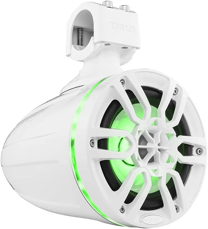 DS18 NXL-X6TP/WH Hydro 6.5" Marine Towers with Integrated RGB LED Lights High Performance, Marine Grade IP65 Rated, 300 W Max 150 W RMS 4 Ohms (Pair)