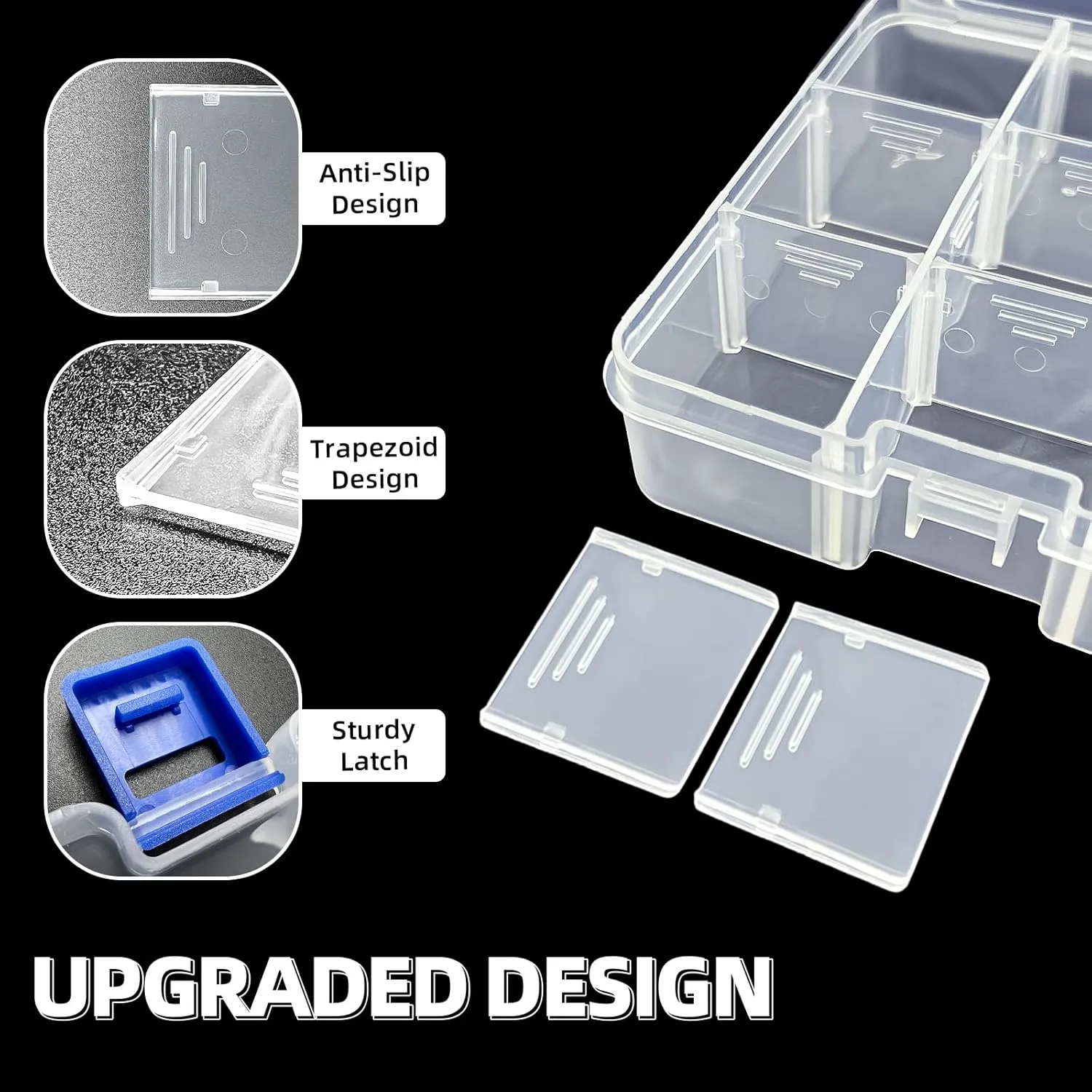 DUOFIRE Plastic Organizer Container Storage Box Adjustable Divider Removable Grid Compartment for Jewelry Beads Earring Tool Fishing Hook Small Accessories(18 grids, 2White-Pink-Blue)