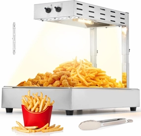Dyna-Living French Fry Food Warmer 500W Food Heat Lamp with Replaceable Halogen Tubes & Clip, Commercial Heat Lamp with Adjustable Height for Parties Restaurants Food Trucks