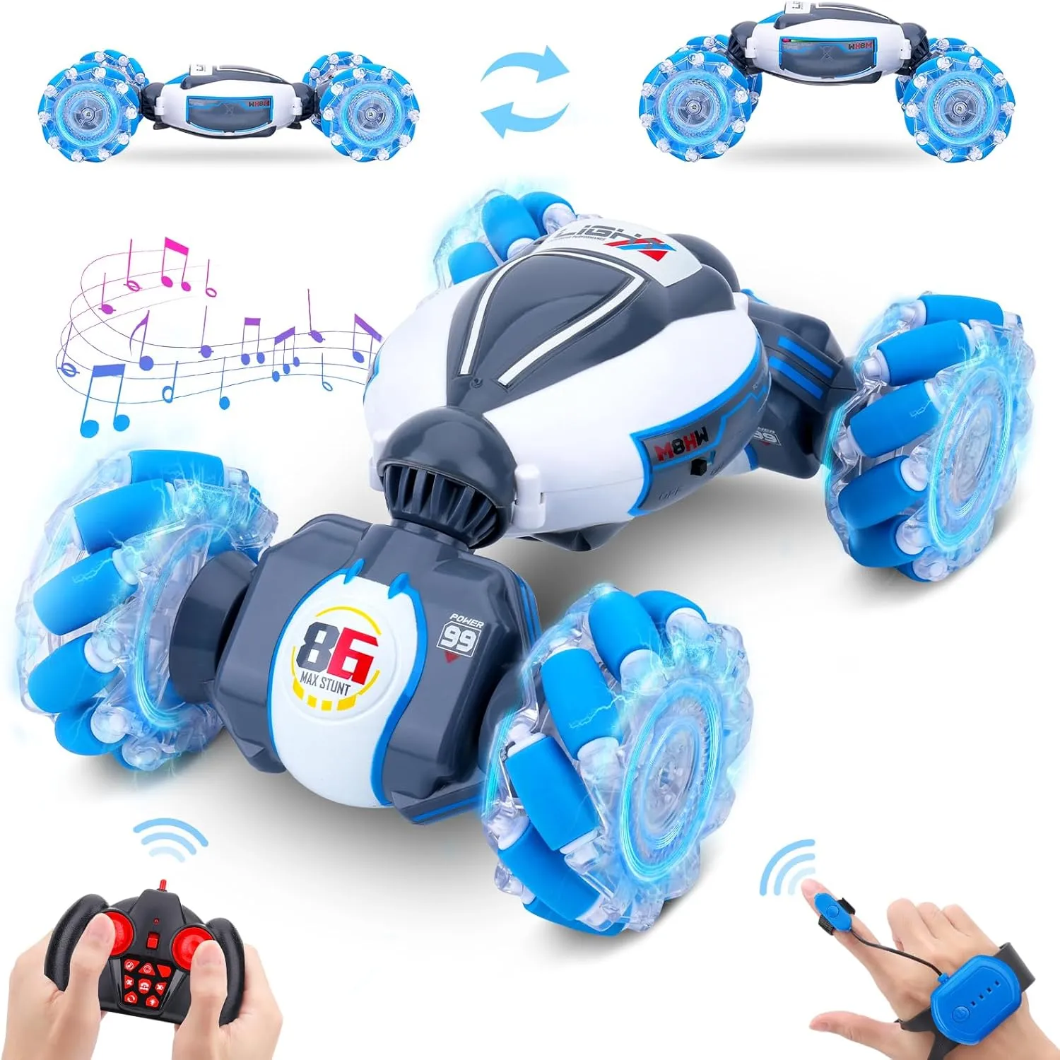 Dysaim Gesture Sensing RC Stunt Car Toys for 6-12 Boys&Girls - Birthday for Kids, Hand Controlled 2.4Ghz Remote Control Twist Cars, 4WD Transform All-Terrain Off Road Vehicle