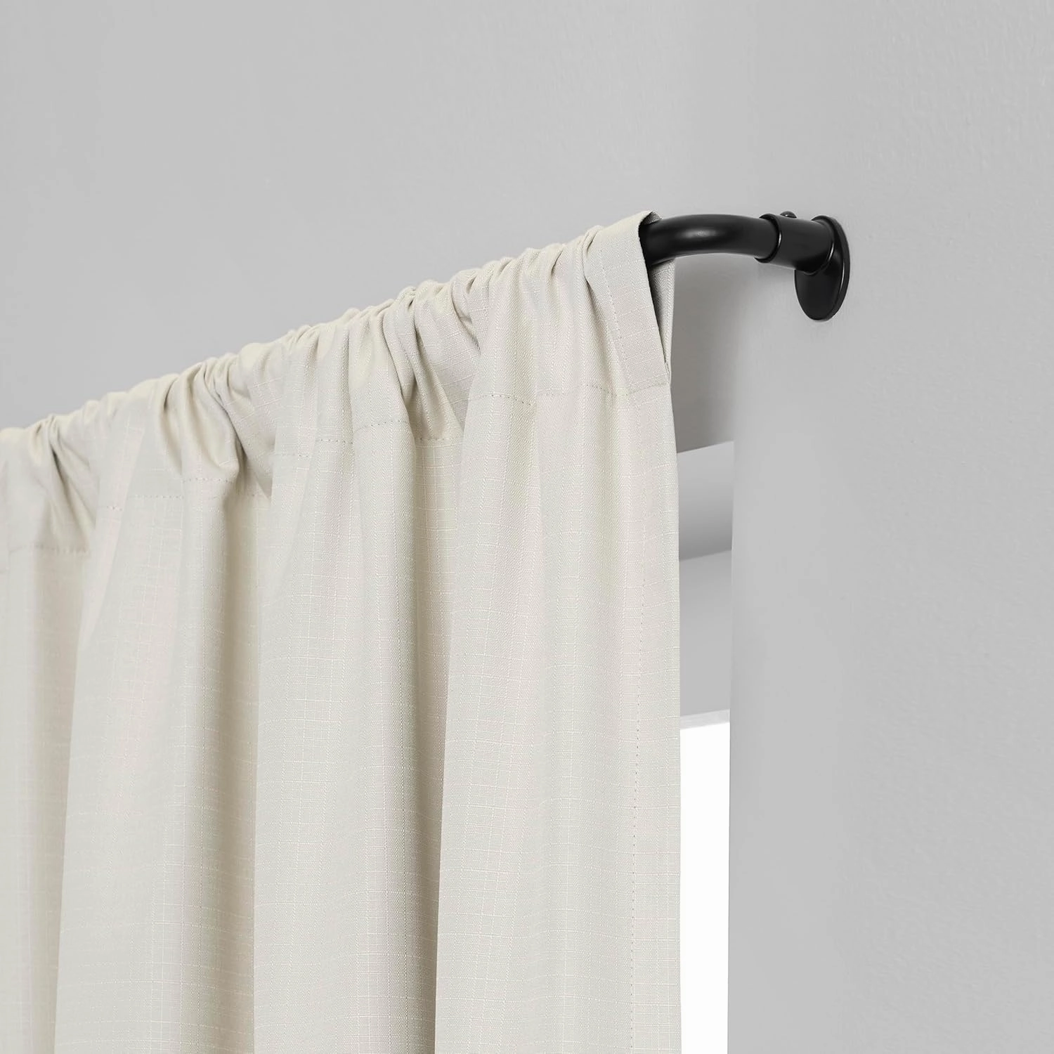 Eclipse Clinton Curtain Rods, Black Out Curtain Rod, 5/8 Inch Blackout Wrap Around Adjustable Curtain Rod, Curtain Rods For Windows 28 to 48 Inch, Matte Black Curtain Rod