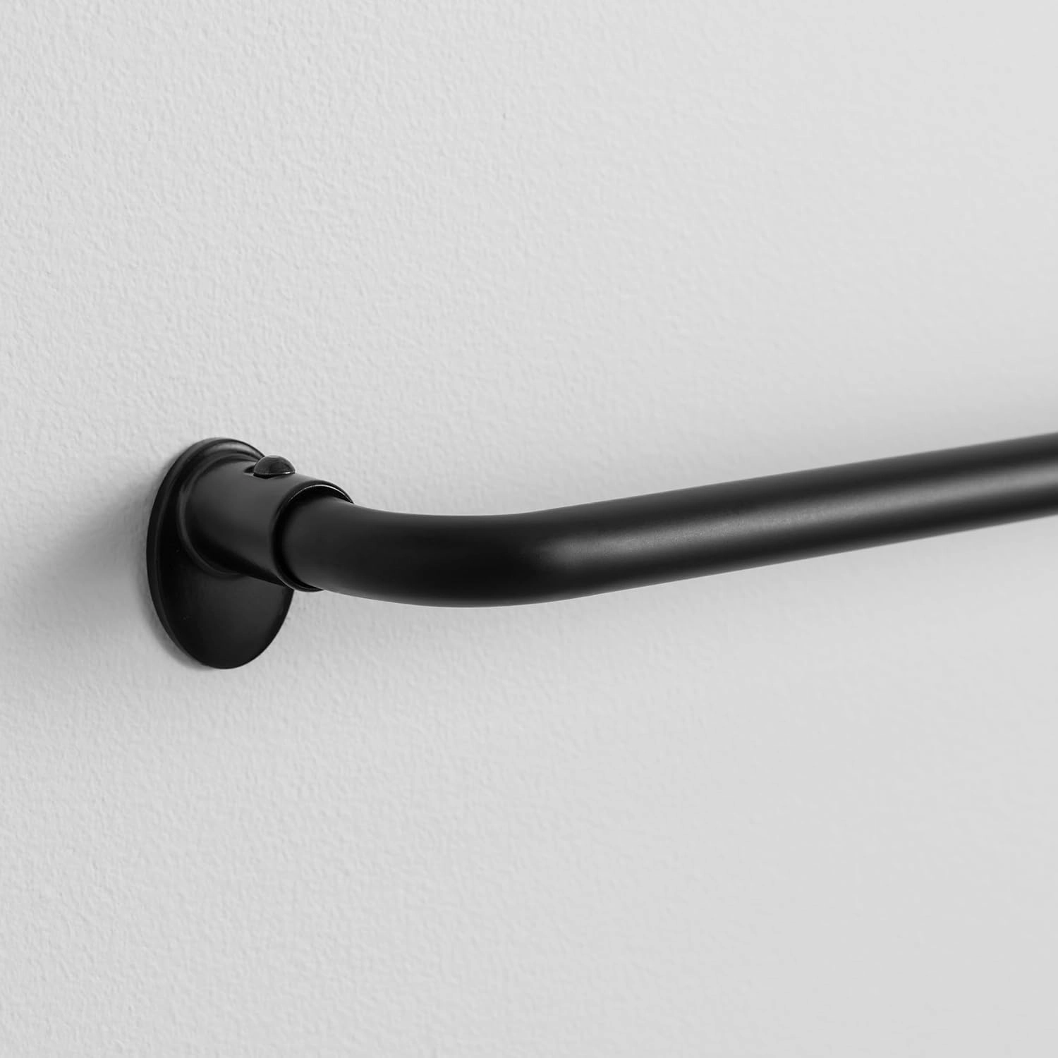 Eclipse Clinton Curtain Rods, Black Out Curtain Rod, 5/8 Inch Blackout Wrap Around Adjustable Curtain Rod, Curtain Rods For Windows 28 to 48 Inch, Matte Black Curtain Rod