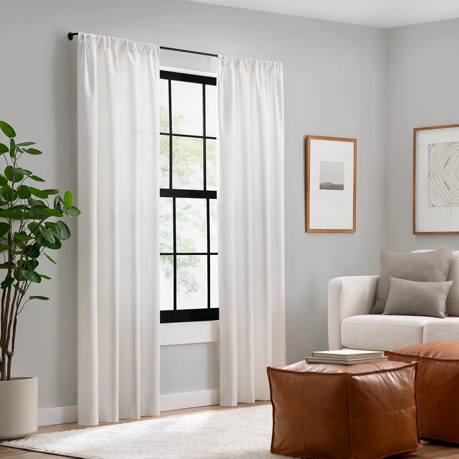 Eclipse Clinton Curtain Rods, Black Out Curtain Rod, 5/8 Inch Blackout Wrap Around Adjustable Curtain Rod, Curtain Rods For Windows 28 to 48 Inch, Matte Black Curtain Rod