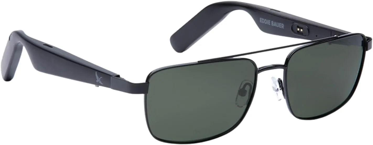 Eddie Bauer Smart Glasses for Men Bluetooth Smart Glasses with UV400 Polarized Lenses, Open Ear Speakers & Microphone Navigator (Standard)