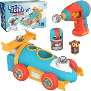 Educational Insights Design & Drill Bolt Buddies Race Car - Construction Toys & Toddler Tools, Kids Tool Set with Real Electric Drill Toy, Take Apart STEM Set, Building Kit & Gift for Ages 3 