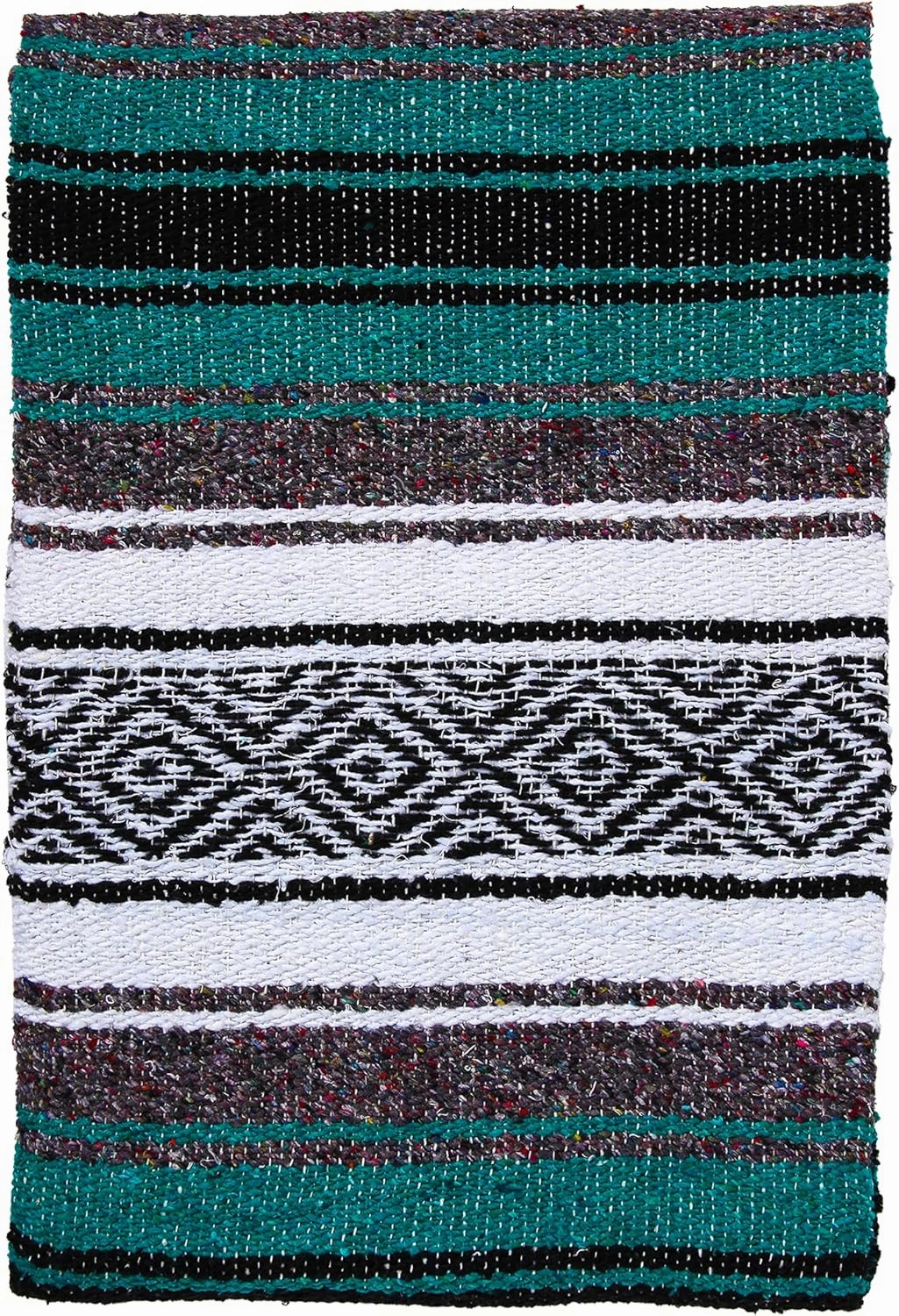 El Paso Designs Mexican Yoga Blanket | Colorful Falsa Serape | Park Blanket, Yoga Towel, Picnic, Beach Blanket, Patio Blanket, Soft Woven Saddle Blanket, Boho Home Décor (Esmeralda)