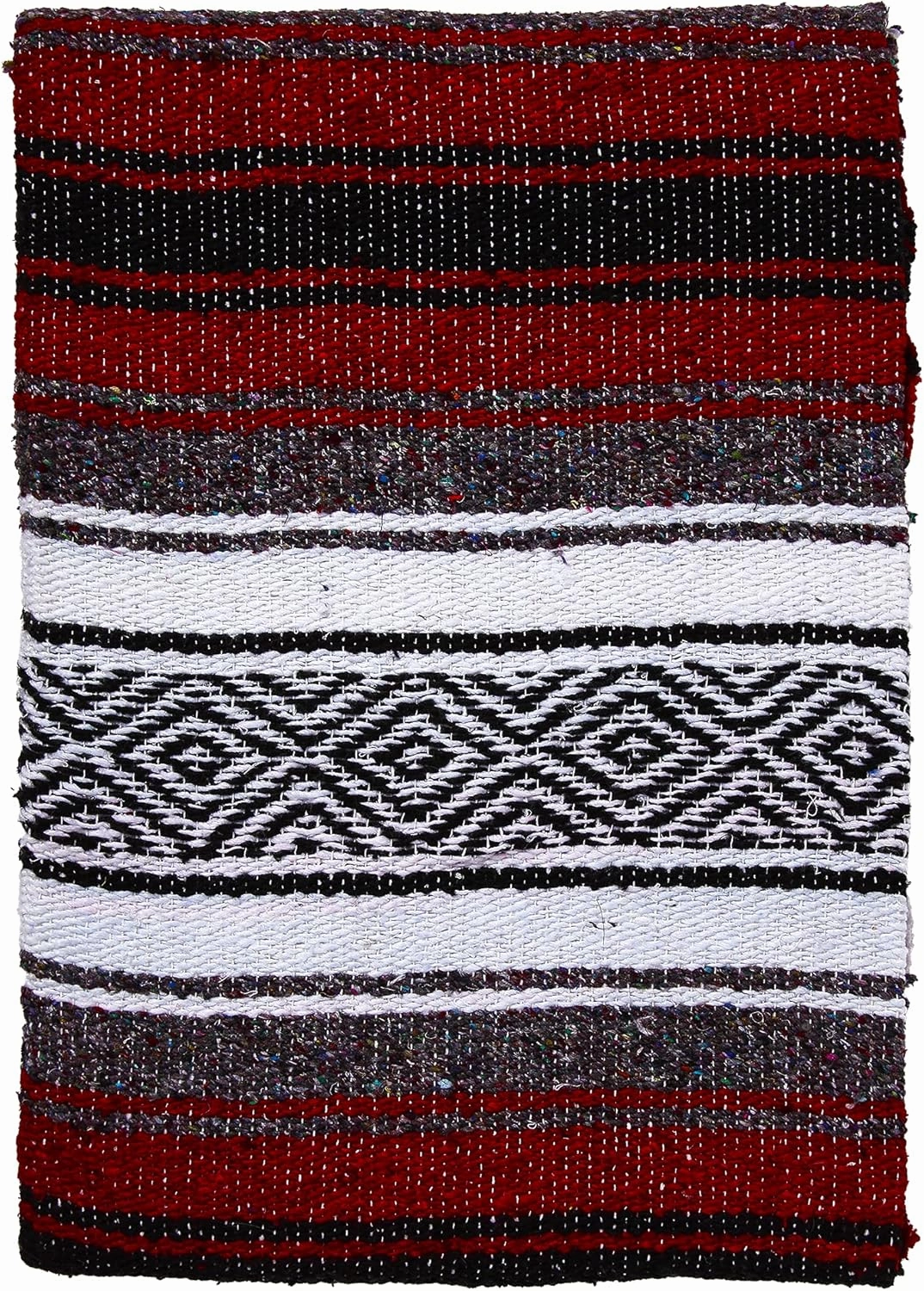 El Paso Designs Mexican Yoga Blanket | Colorful Falsa Serape | Park, Yoga, Picnic, Beach, Patio, Soft Woven Saddle Blanket, Boho Home Decor (Burgundy)