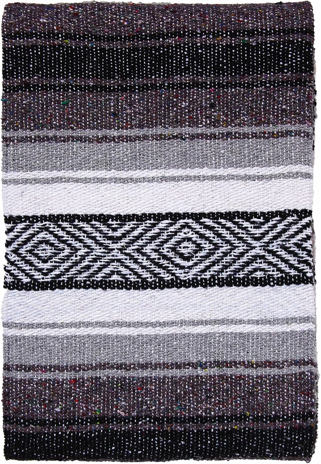 El Paso Designs Mexican Yoga Blanket | Colorful Falsa Serape Park Yoga Towel Picnic Beach Patio Soft Woven Saddle Boho Home Decor (Black and Gray)