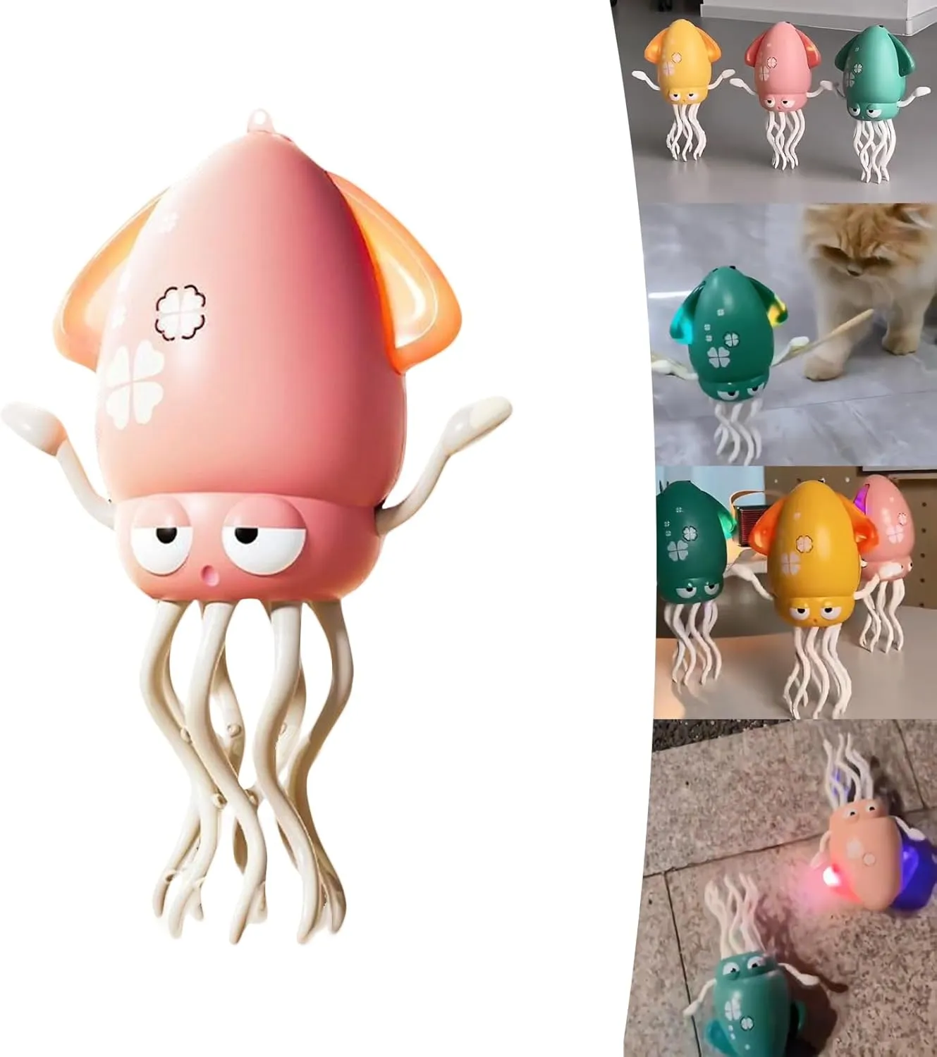 Electric Crawling Octopus Toy, Magic Dancing Octopus Toy, Crazy 8-Leg Auto-Dance octopus toy, Crawling Dancing Automatic Obstacle Sensor toys,Smart-Tentacle Self-Navigating Robotic Pet Toys (Pink, S)