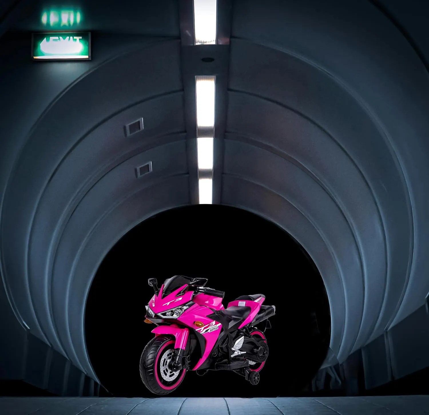 Electric Motorcycle - 12V Electric Bicycle, Manual Throttle, LED Wheels, Music, Suitable for Outdoor Riding (Pink  Plastic  50-99 pounds)
