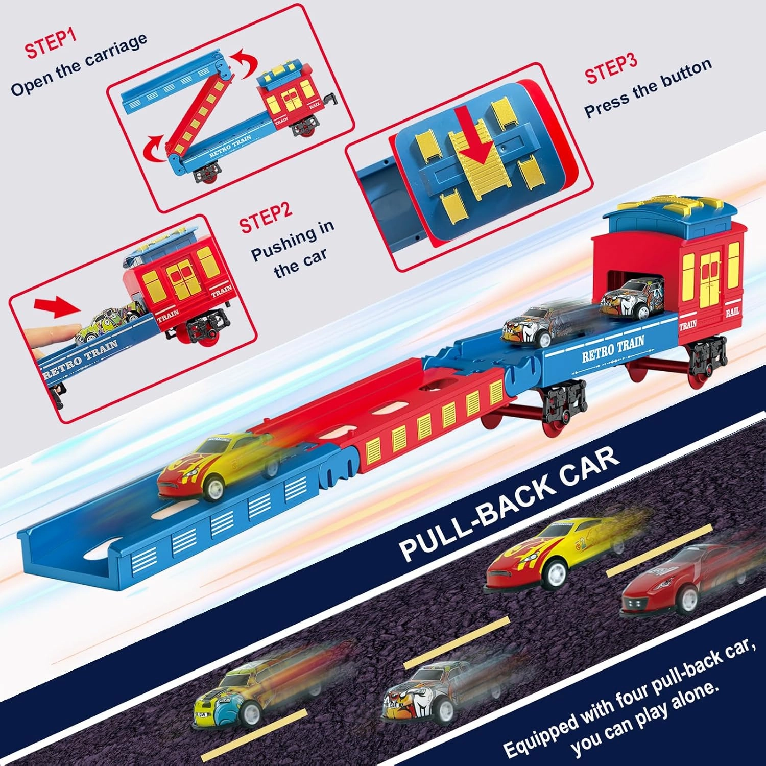 Electric Train Set Christmas Train Toys for Boys with Smokes, Lights and Sound (ON/Off) Rechargeable Train Set Under Christmas Tree, Toddler Model Trains for 3 4 5 6 7 8  Years Old Kids Gifts