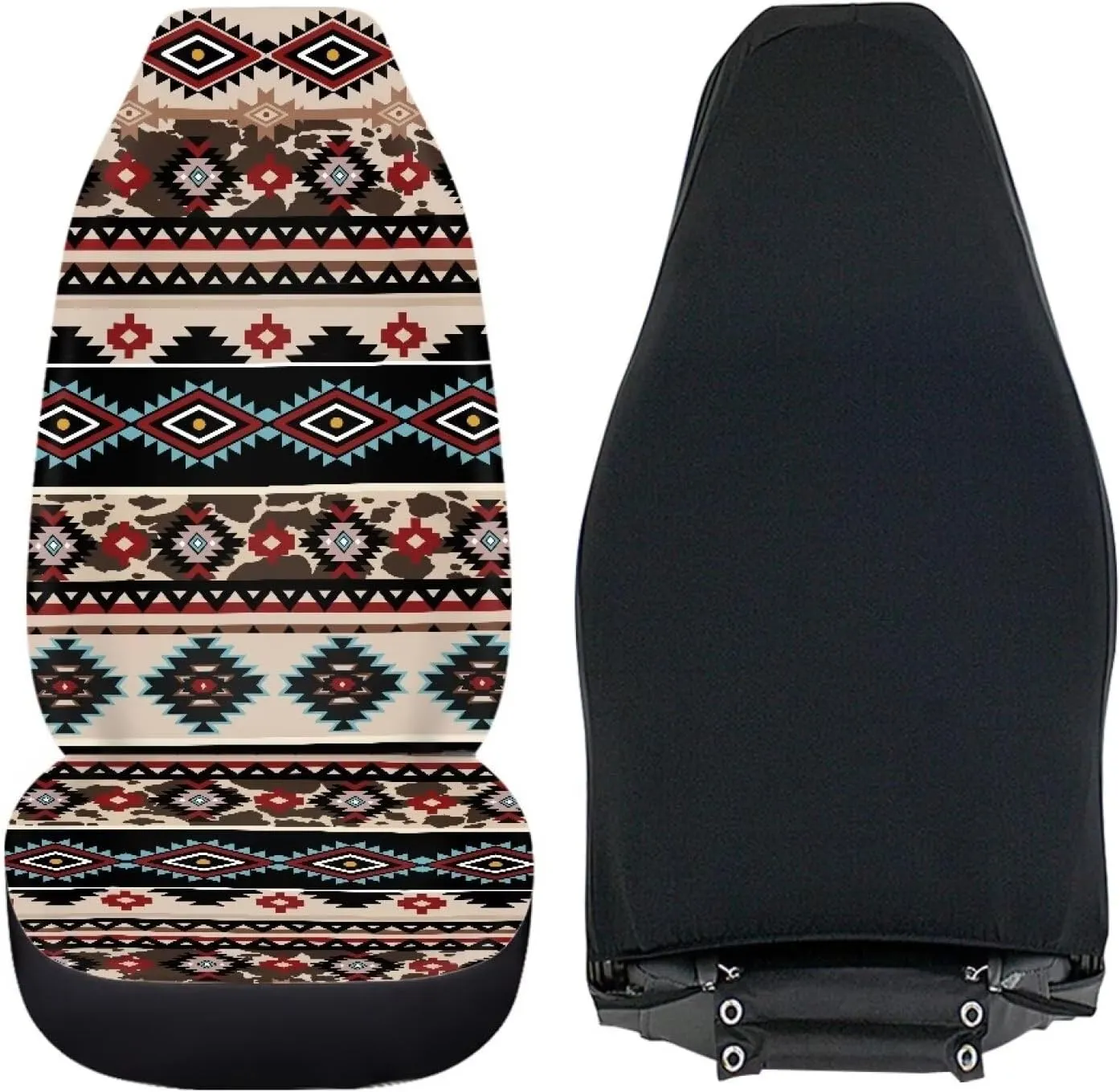 ELEQIN Aztec Geometric Car Seat Covers Two Front Only for Car, Automotive Interior Covers, Airbag Compatible, Quick Setup Universal Fit Seat Covers for Car, Truck, SUV