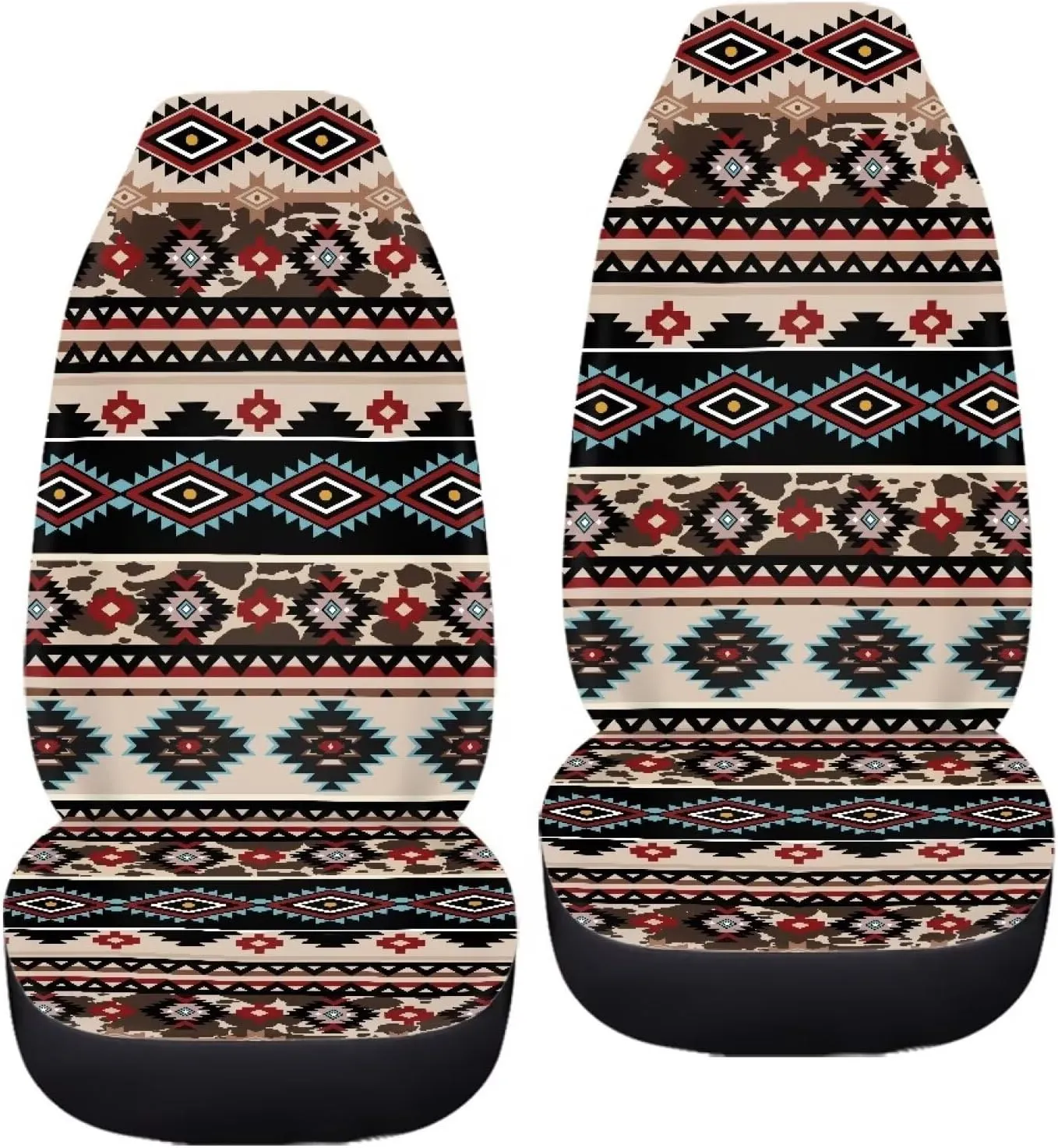 ELEQIN Aztec Geometric Car Seat Covers Two Front Only for Car, Automotive Interior Covers, Airbag Compatible, Quick Setup Universal Fit Seat Covers for Car, Truck, SUV
