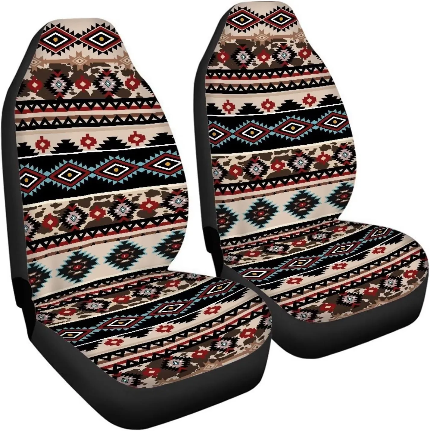 ELEQIN Aztec Geometric Car Seat Covers Two Front Only for Car, Automotive Interior Covers, Airbag Compatible, Quick Setup Universal Fit Seat Covers for Car, Truck, SUV