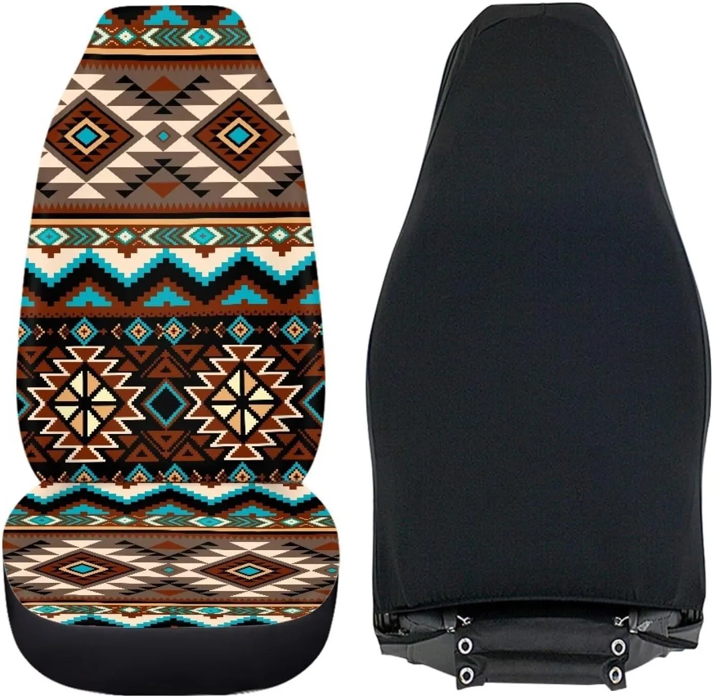 ELEQIN Aztec Tribal Car Front Seat Covers, 2 Pack Polyester Automotive Seat ProtectorsSoft & Breathable, Vehicle Interior Accessories for Most Cars