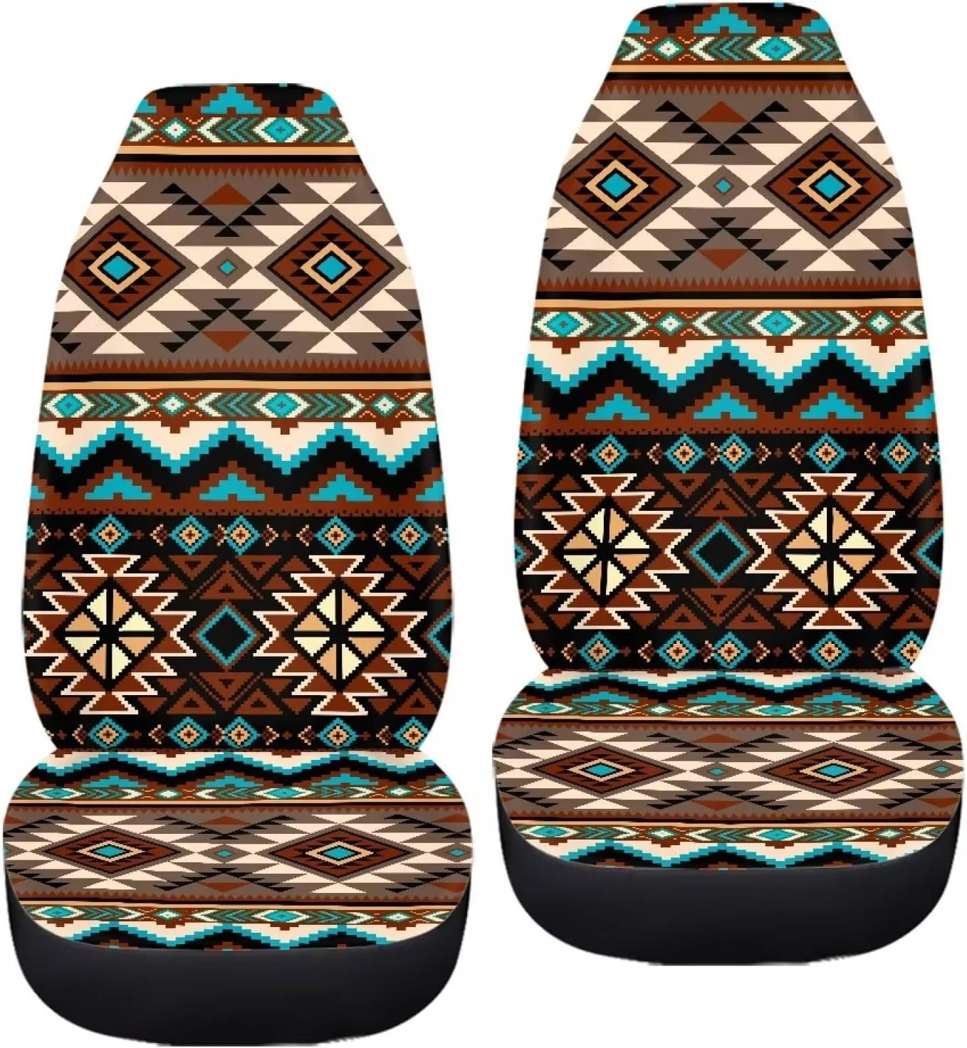 ELEQIN Aztec Tribal Car Front Seat Covers, 2 Pack Polyester Automotive Seat ProtectorsSoft & Breathable, Vehicle Interior Accessories for Most Cars