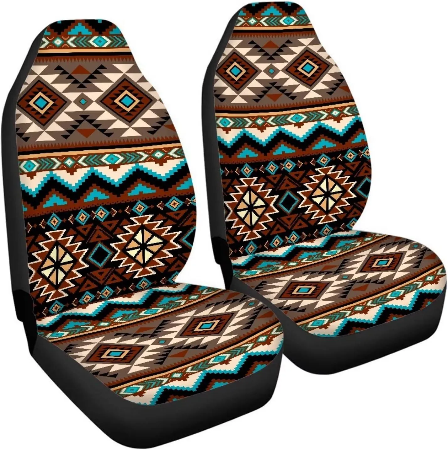 ELEQIN Aztec Tribal Car Front Seat Covers, 2 Pack Polyester Automotive Seat ProtectorsSoft & Breathable, Vehicle Interior Accessories for Most Cars