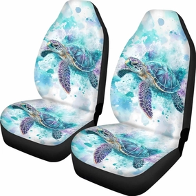 ELEQIN Blue Turtle Car Seat Covers Two Front Only for Car, Automotive Interior Covers, Airbag Compatible, Quick Setup Universal Fit Seat Covers for Car, Truck, SUV