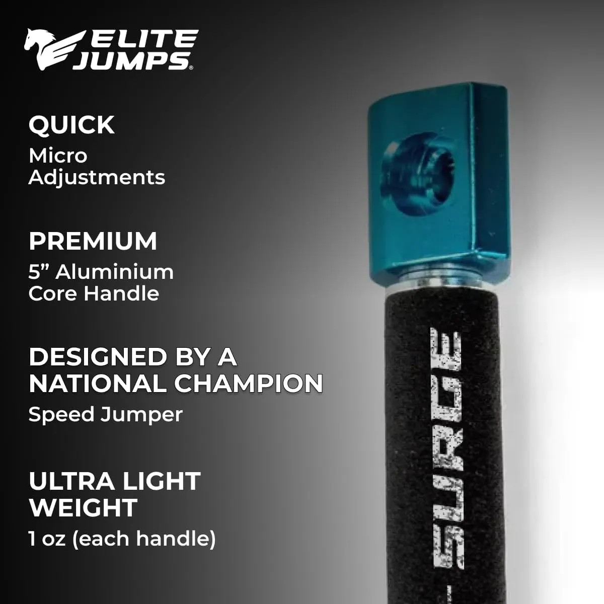 Elite Jumps Surge 3.0 Professional Speed Rope for Double Unders - Patented Dual Bearing Ultra Light-Weight Handle for Premium Spin Control and Kink-Resistant Cable for fast Speed Jump Rope