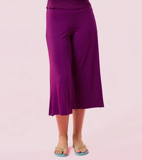 Enamor Essentials E064 Shop In Culotte | Crop Length Culotte With Smart Side Slits - Dark Purple