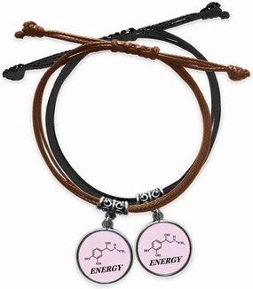 Energy Strength Structure Molecular Chemistry Bracelet Double Leather Rope Wristband Couple Set Gift