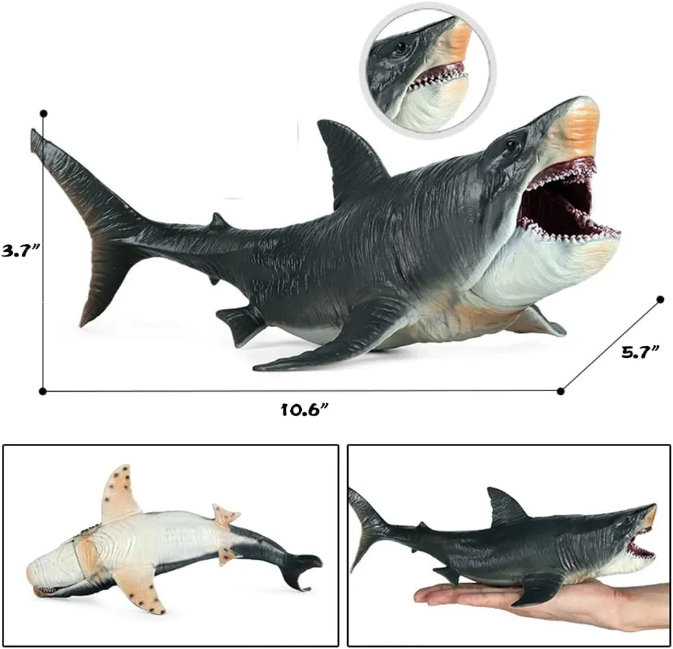 EOIVSH Large Megalodon Shark Toy, Plastic Ocean Animal Figurine, Realistic Sea Monster Toy Figure for Collection Gift, Bath Toy, Cake Topper