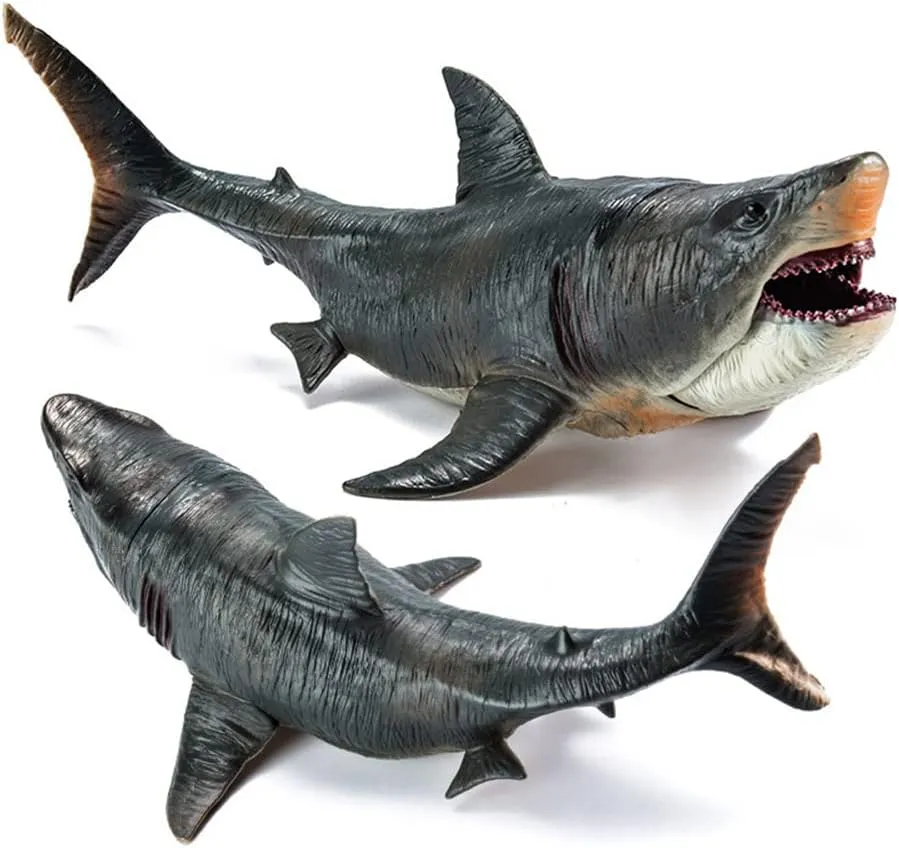 EOIVSH Large Megalodon Shark Toy, Plastic Ocean Animal Figurine, Realistic Sea Monster Toy Figure for Collection Gift, Bath Toy, Cake Topper