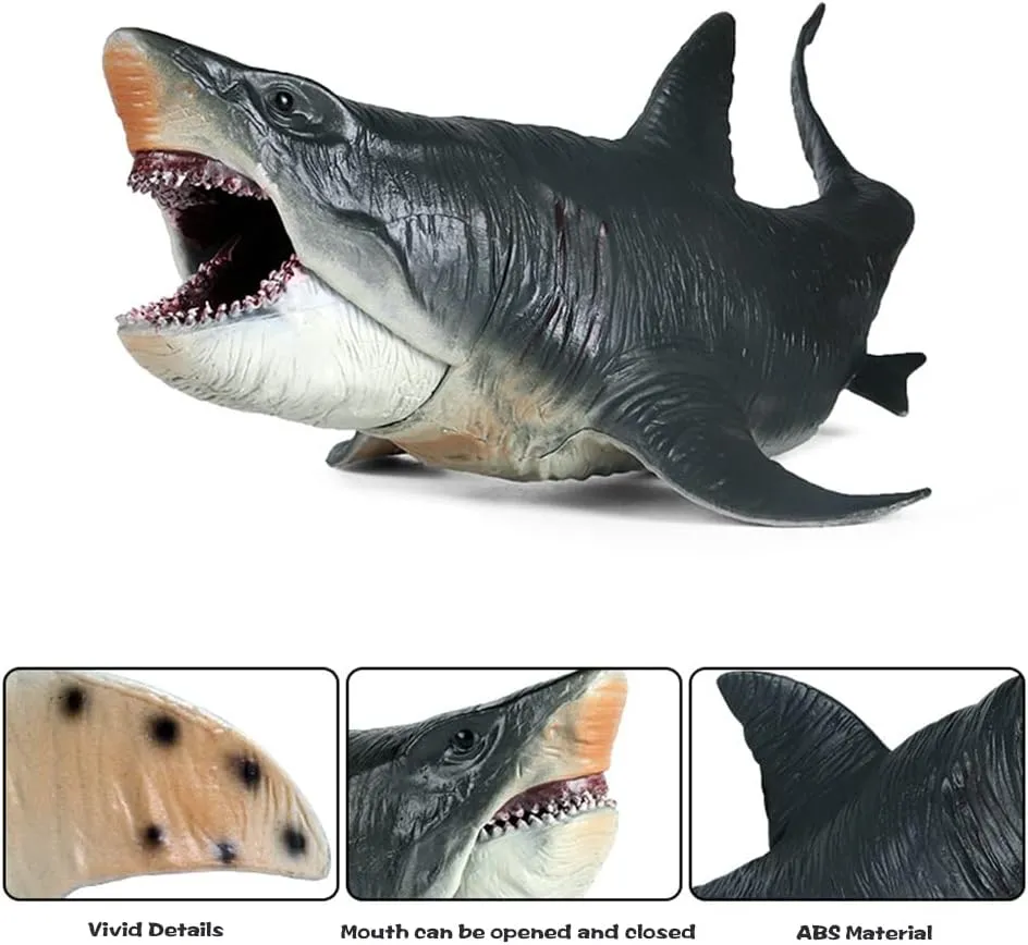EOIVSH Large Megalodon Shark Toy, Plastic Ocean Animal Figurine, Realistic Sea Monster Toy Figure for Collection Gift, Bath Toy, Cake Topper