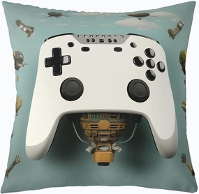 Erosebridal Boys Gamer Throw Pillow Cover,Teal Blue Gamepad Pillow Cover for Kids Children Youth,Controller Cushion Cover,Cool Video Game Controller Decorative Pillow Cover for Sofa,24x24 Inch