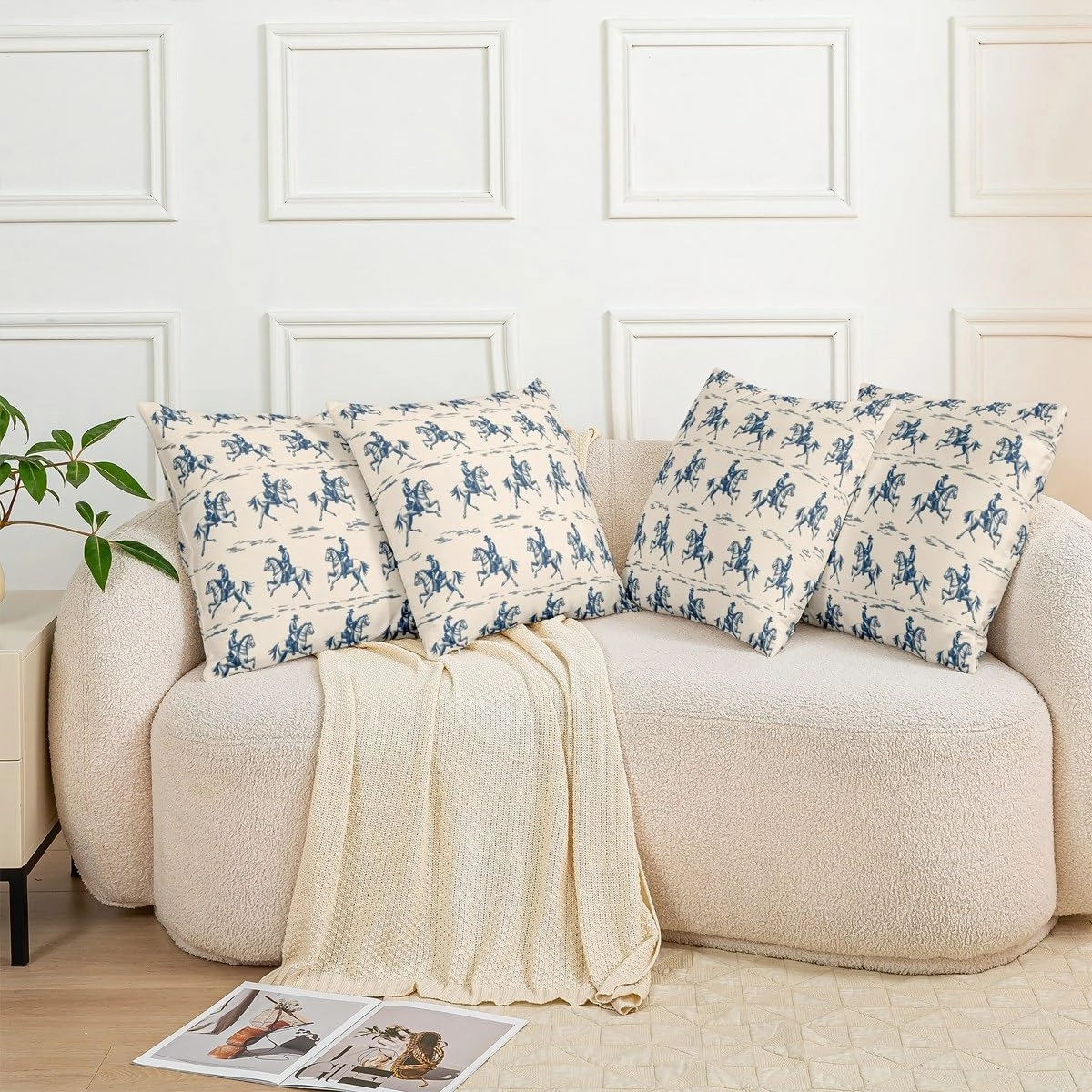 Erosebridal Horse Race Decorative Pillowcase 22x22 Inch Racing Rustic Cushion Cover for Kids Boys Men Gaming Sports Western Cowboy Blue Yellow Cushion Case Soft Throw Pillow Cover